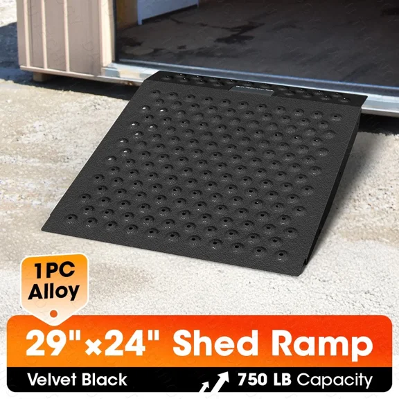 VNN 29"x24" Shed Ramp for Riding Mower, 750lbs Capacity Anti-Slip Punch Plate Ramp for ATV, Motorcycle, Tractors, 1PC Velvet Black