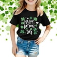 thumbnail image 2 of Girls St Patricks Day Shirt Size 6 Shamrock Graphic Short Sleeve T Shirts Irish Pullover Tops Trendy Girls' Tops, Tees & Blouses Black,7-8 Years, 2 of 4