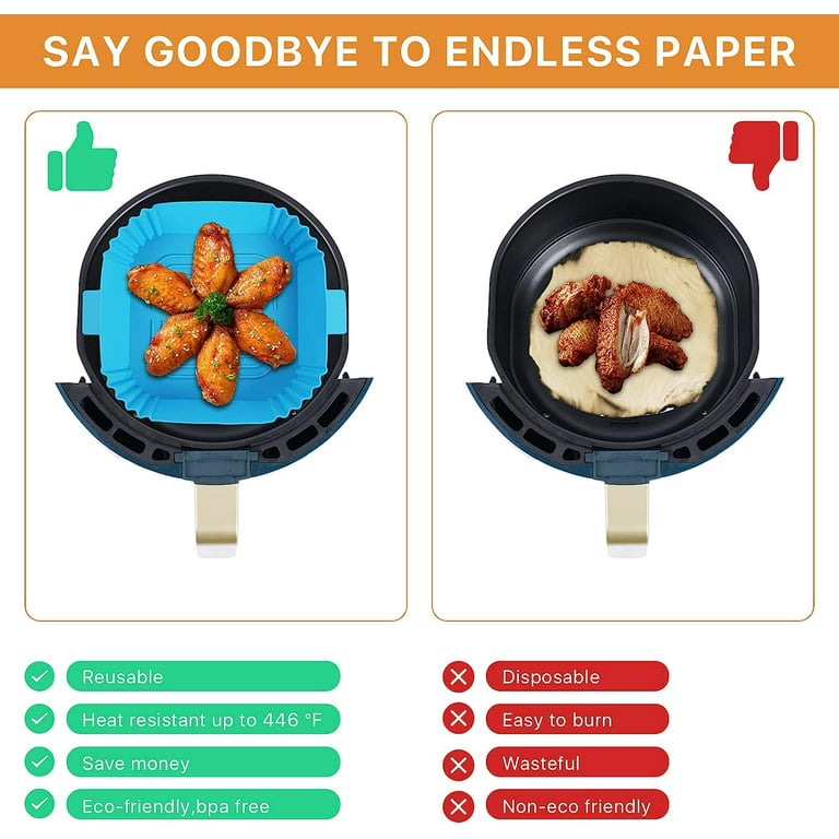 4PCS Air Fryer Silicone Liners,LYHOLKEER Dual Air Fryer Silicone