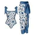 thumbnail image 3 of Jsaierl One Piece Bathing Suit for Women Plus Size 2 Piece Vintage Print Shapewear Swimwear Swimsuit with Chiffon Cover Up Wrap Long Skirts Set, 3 of 8