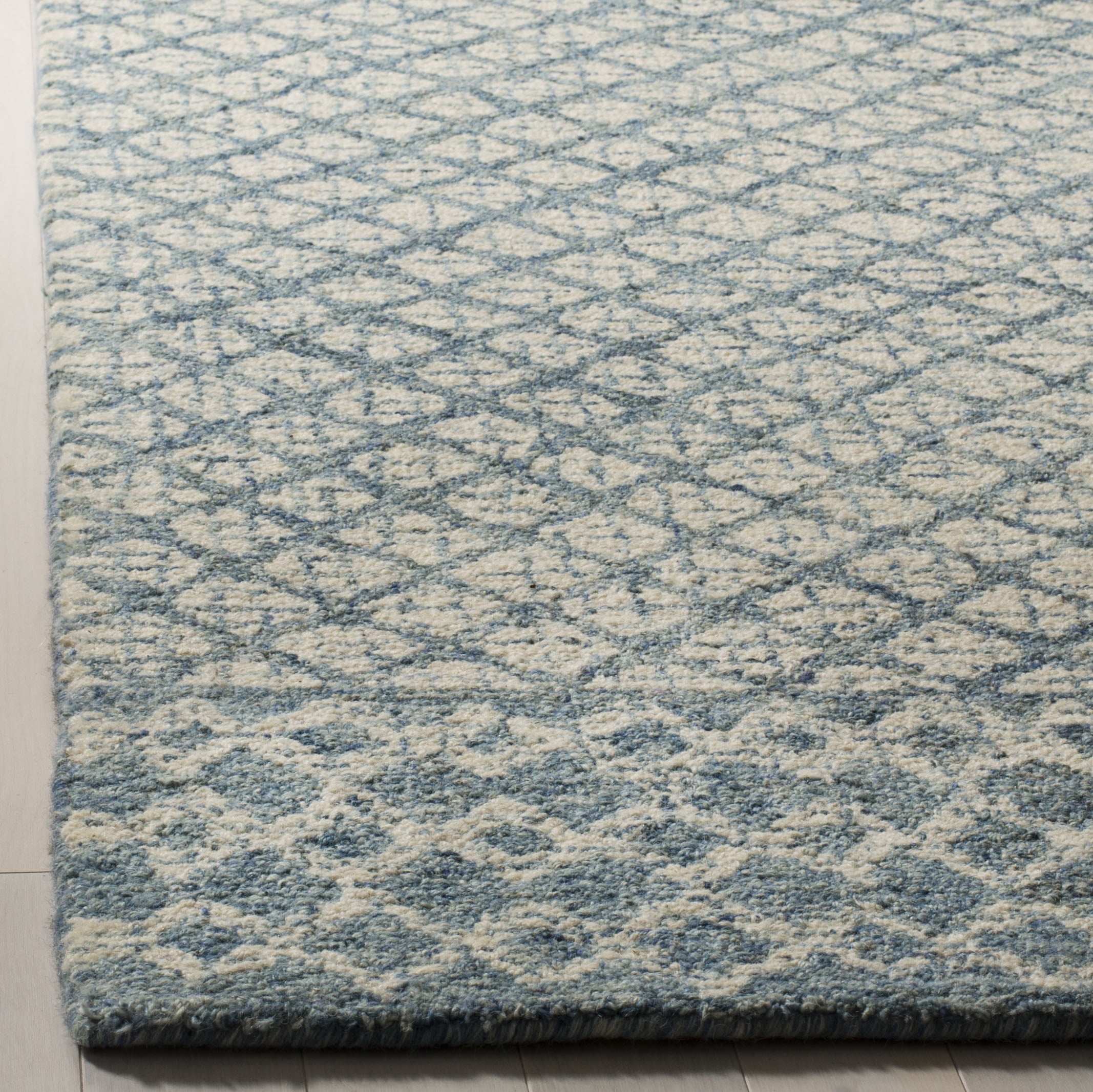 SAFAVIEH Abstract Ryder Abstract Wool Runner Rug, Blue/Ivory, 2'3" x 8'