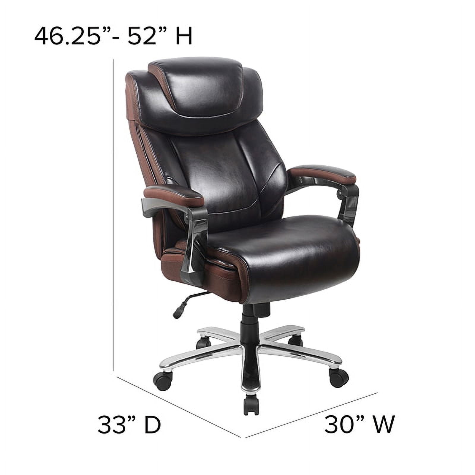 Emma + Oliver 500 lb. Big & Tall Brown LeatherSoft Ergonomic Office Chair, Adjustable Headrest