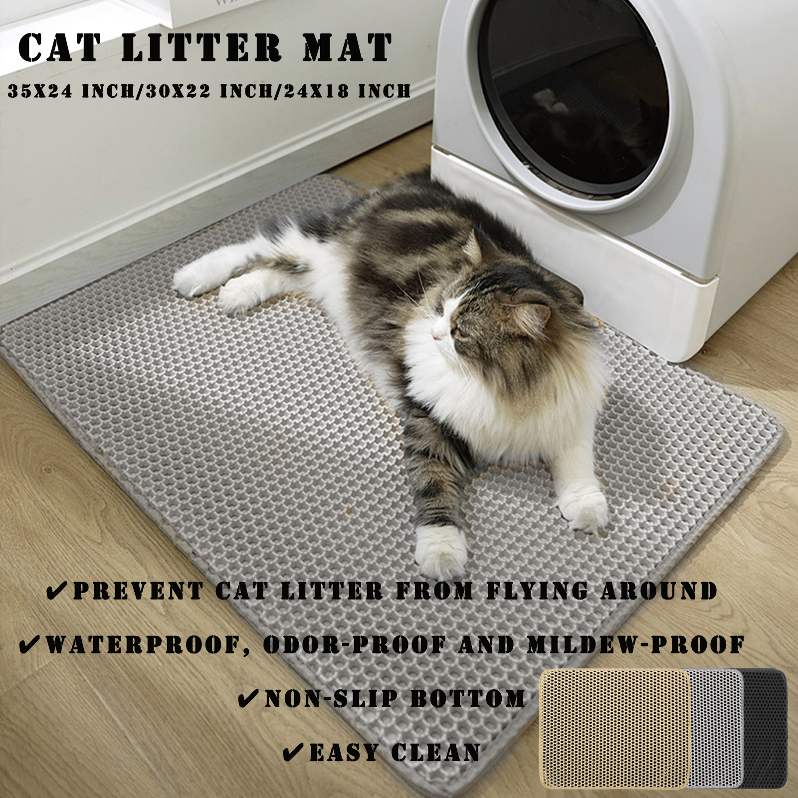 HCY&WLD Waterproof Double Layer Cat Litter Mat, Pink photo 3