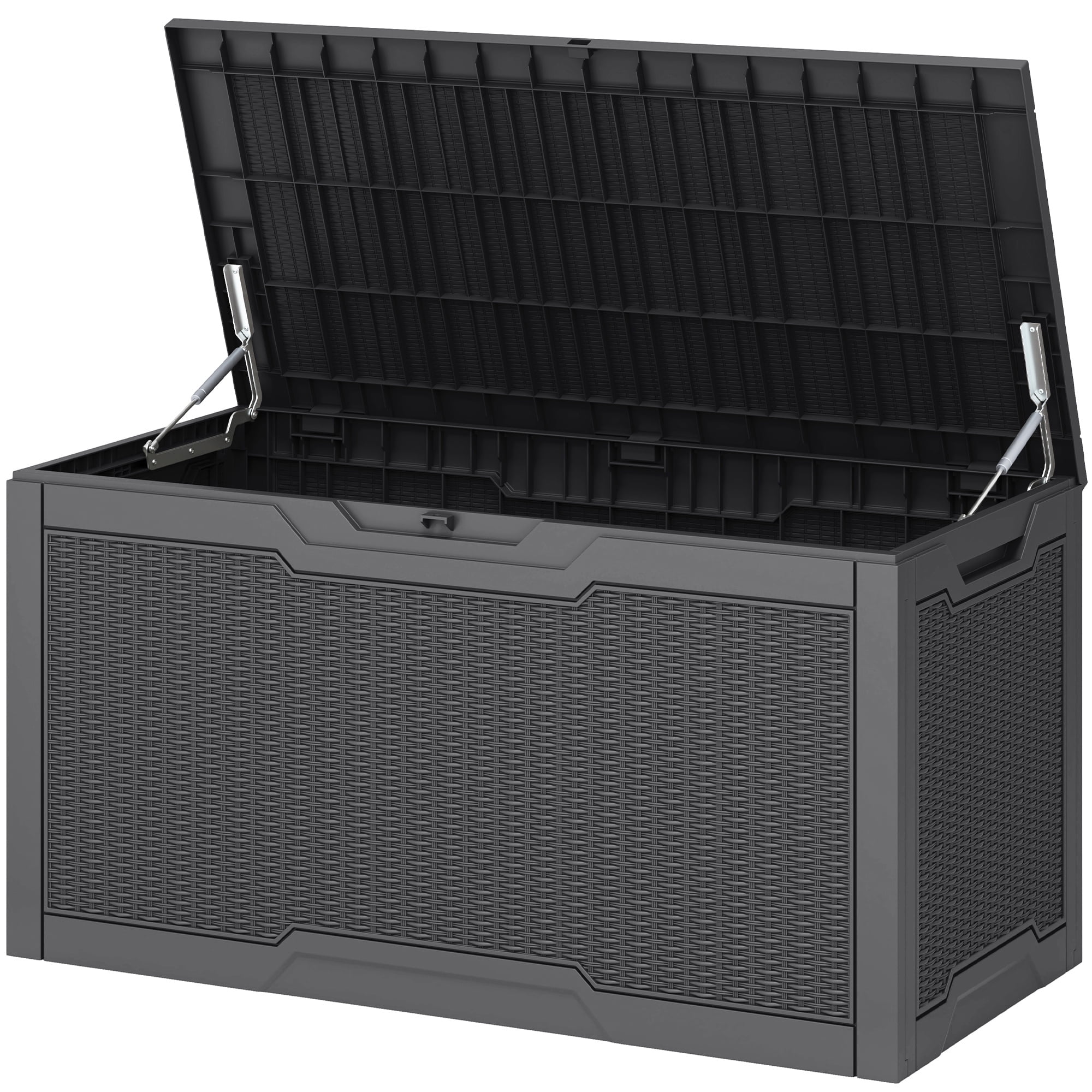 Uforic 100 Gallon Large Resin Deck Box, Waterproof Lockable Outdoor Storage Container for Patio Garden, Dark Gray