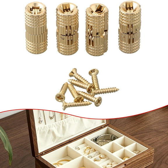 Door Hinges Brass Hinges Furniture Hardware Gold Colour Jewelry Box Accs 8mm/10mm/12mm Brass Hinge Cabinet Door Hinge