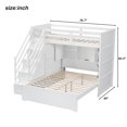 thumbnail image 2 of Harper & Bright Designs L-Shaped Bunk Bed Twin over Full Size with Wardrobe and Bookshelf, Storage Stairway Bunk Bed with USB Charging Station and LED Light for Bedroom, White, 2 of 16
