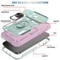 thumbnail image 2 of Armor Case for iPhone 14 Pro Ring Holder with Sliding Camera Protection & Kickstand Military Grade Shockproof Heavy Duty with Magnetic Car Mount Holder for iPhone 14 Pro, Pink+Green, 2 of 7