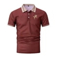 thumbnail image 4 of FUZHIQ Men's Polo Shirts Short Sleeve Color Block Horse Embroidery Casual Golf Polo Breathable Lightweight Business Daily Wear Fashion Collared Tops,M, 4 of 6