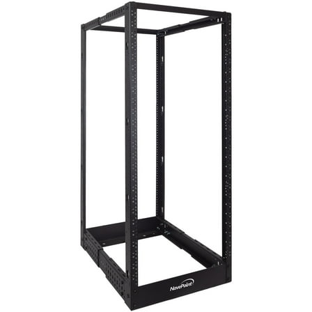 NavePoint 25U 4 Post Server Rack – Open Frame Rack for 19 Inch Equipment, Adjustable Depth 4-Post Network Rack Floor Mount, 25U Server Rack 1322lbs Capacity, Black