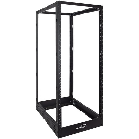 NavePoint 25U 4 Post Server Rack – Open Frame Rack for 19 Inch Equipment, Adjustable Depth 4-Post Network Rack Floor Mount, 25U Server Rack 1322lbs Capacity, Black