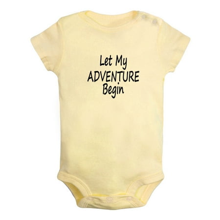 

Let My Adventure Begin Funny Rompers For Babies Newborn Baby Unisex Bodysuits Infant Jumpsuits Toddler 0-24 Months Kids One-Piece Oufits (Yellow 12-18 Months)