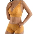 thumbnail image 6 of JSGEK Women Floral Lace Bra and Panty Set Plunge Neckline Adjustable Straps Intimate Lingerie for Bedroom Wear Yellow L, 6 of 6