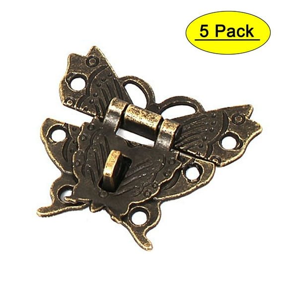 Uxcell Wooden Case Box Butterfly Shape Hasp Lock Latch Bronze Tone 5pcs