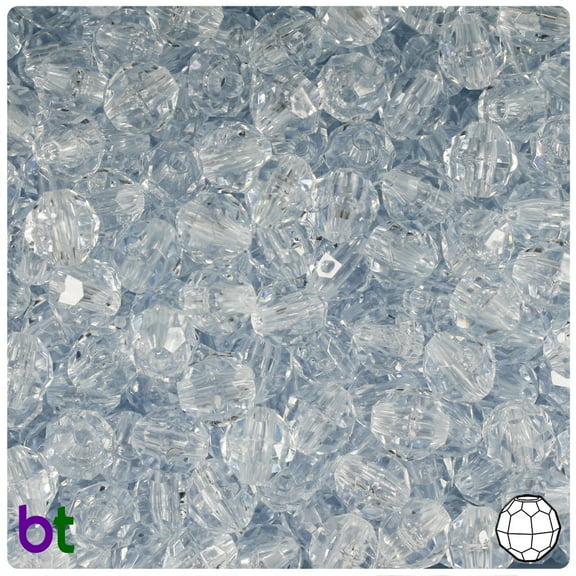 BeadTin Ice Blue Transparent 8mm Faceted Round Craft Beads (450pcs)
