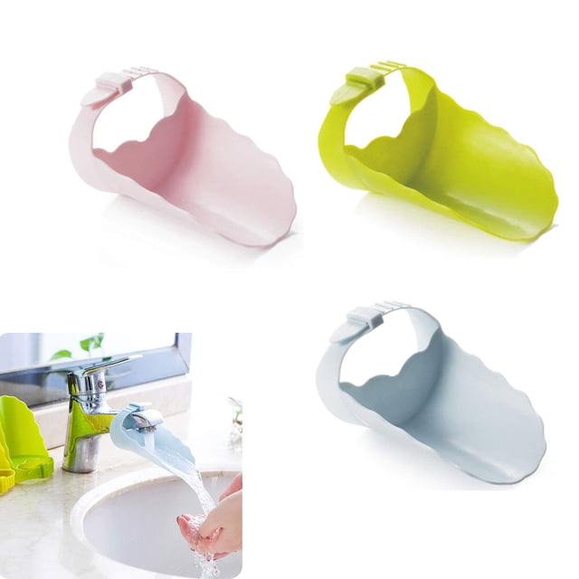 Ayuda para el lavabo de los niños pequeños para lavarse las manos fácilmente, solución divertida para el baño para bebés y niños Extensor de grifo apto para niños, paquete de 3