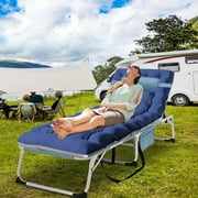 Slsy 3in1 Sun Tanning Chair with Mattress, Heavy Duty Summer Lounger Chair with Face Arm Hole, Adjustable, Removable Pillow & Carry Handle, Sunbathing Chair for Patio, Poolside, Lawn, Beach