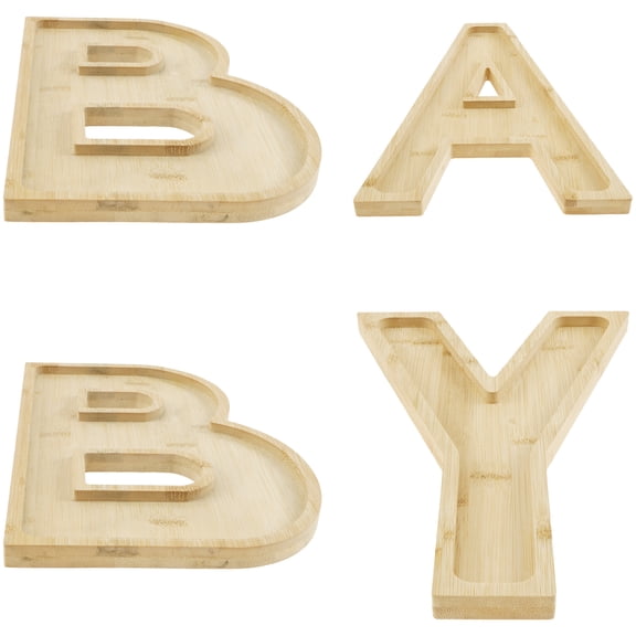 Toorise 4Pcs Baby Charcuterie Board Letters Wood Charcuterie Letter Tray Fillable Letter Serving Tray Decorative Charcuterie Baby Letter Boxes Letter Food Platter for Snack Food Cookies