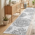 thumbnail image 6 of MeyJey 2'x10' Boho Vintage Runner Rug for Hallways, Non-Slip Machine Washable Area Rug Indoor Carpet Distressed Oriental Floor Rug for Bedroom/Dining/Living/Laundry Room, Light Gray, 6 of 12