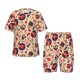 thumbnail image 1 of Fotbe gold Skull Guitar record Pijama Estampada de 2 Piezas para Niños – Ropa de Dormir de Manga Corta Cómoda para Niños y Niñas, Camiseta y Shorts de Algodón-X-Large, 1 of 6