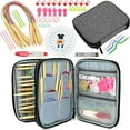thumbnail image 1 of 62 Pcs Bamboo Circular Needles Set for Beginners, 18 Pairs Wired Circular Needles for Knitting Yarn Flat Round Projects, Knitting and Crochet Supplies with Case, 24 Inch Sweater Needle,Gray, 1 of 5