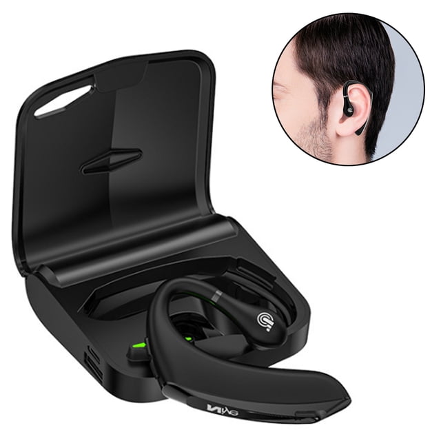 1 auricular Bluetooth inalámbrico monoaural para negocios, auriculares internos con respuesta de voz para conducir, batería, auriculares con cancelación de ruido