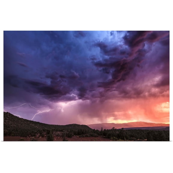 Great BIG Canvas | Rolled Scott Stulberg Poster Print entitled Storm with lightning over Sedona, Arizona