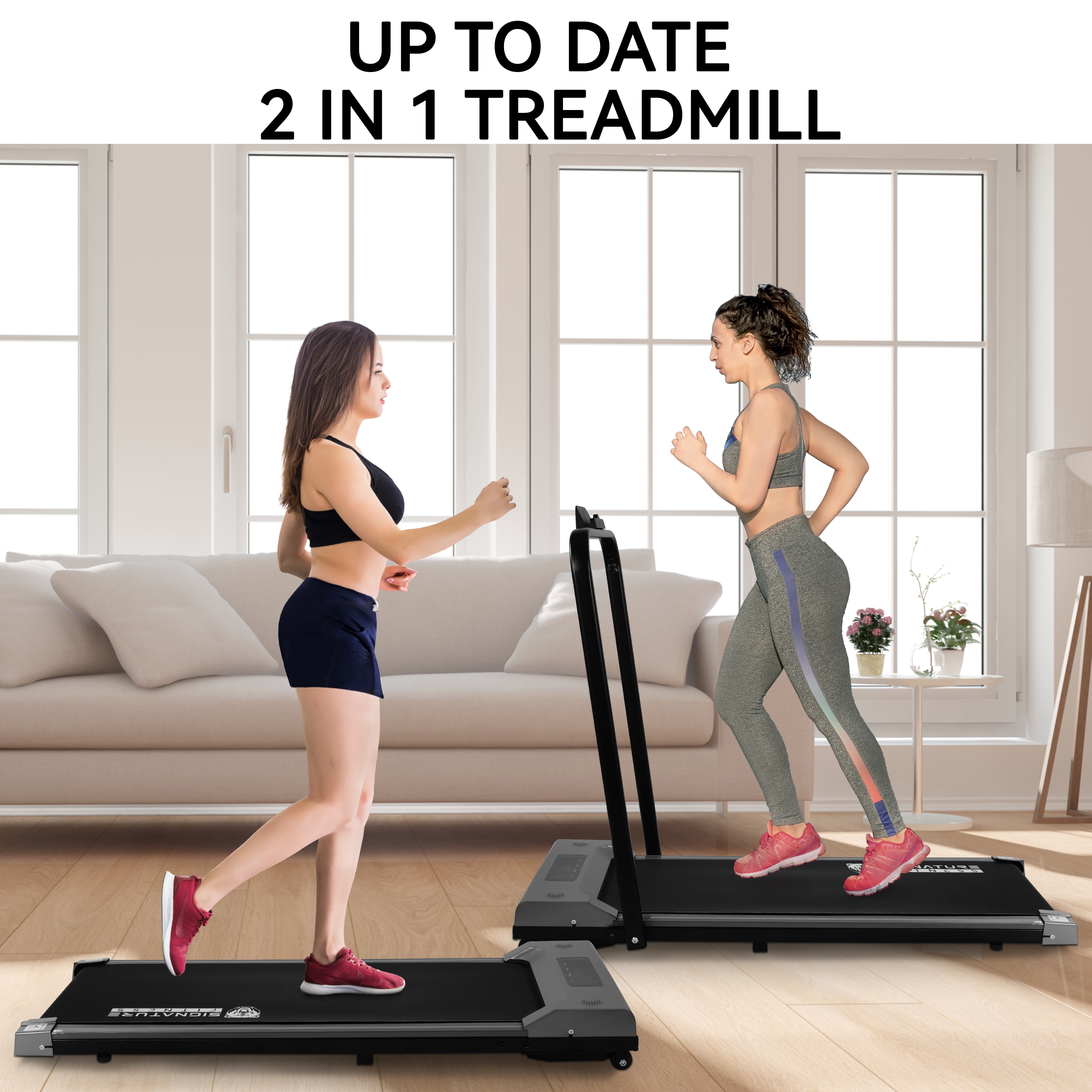 FlexWave 2-in-1 Foldable Treadmill，Compact Walking Pad，Under Desk Electric Treadmill，with Remote Control & Wheels, for Walking & Jogging，Home & Office