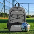 thumbnail image 3 of WOLT Youth Soccer Backpack for Boys & Girls - 1 pack with #7 Soccer Ball Holder & Ventilated Cleat Compartment, Large Gray​, 3 of 9