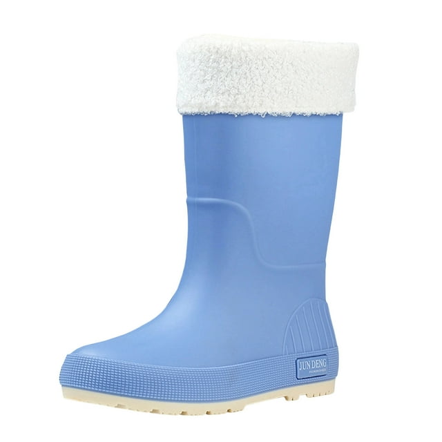 Women's Removable Inner Lining Waterproof Comfortable Heightened Tube Rain Boots for Autumn and Winter.