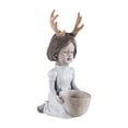 thumbnail image 2 of Estatua de niña con diseño de cornamenta en macetas de resina para amantes de la jardinería Blanco, 2 of 9
