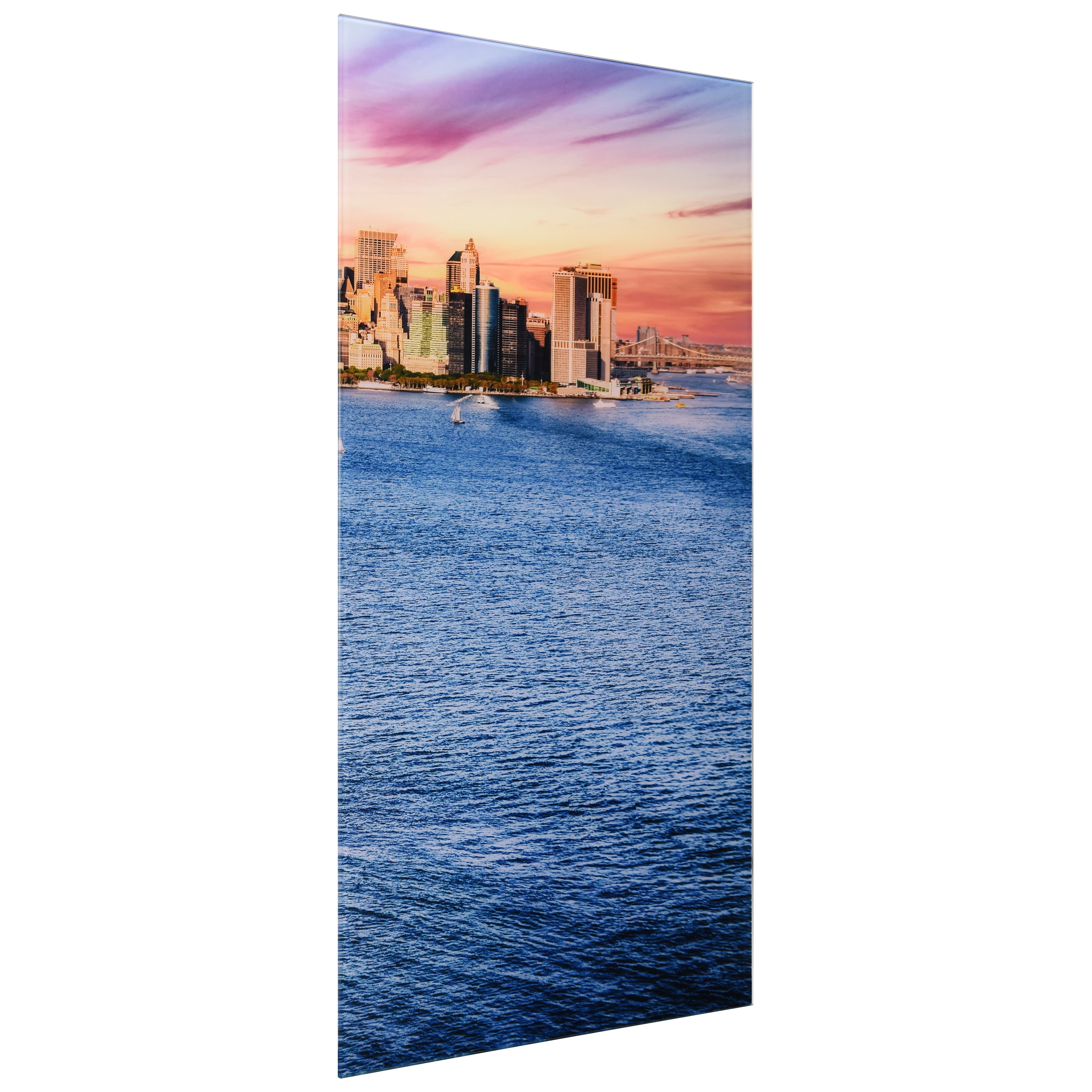 "New York View C" Frameless Free Floating Reverse Printed Tempered Art Glass Wall Art
