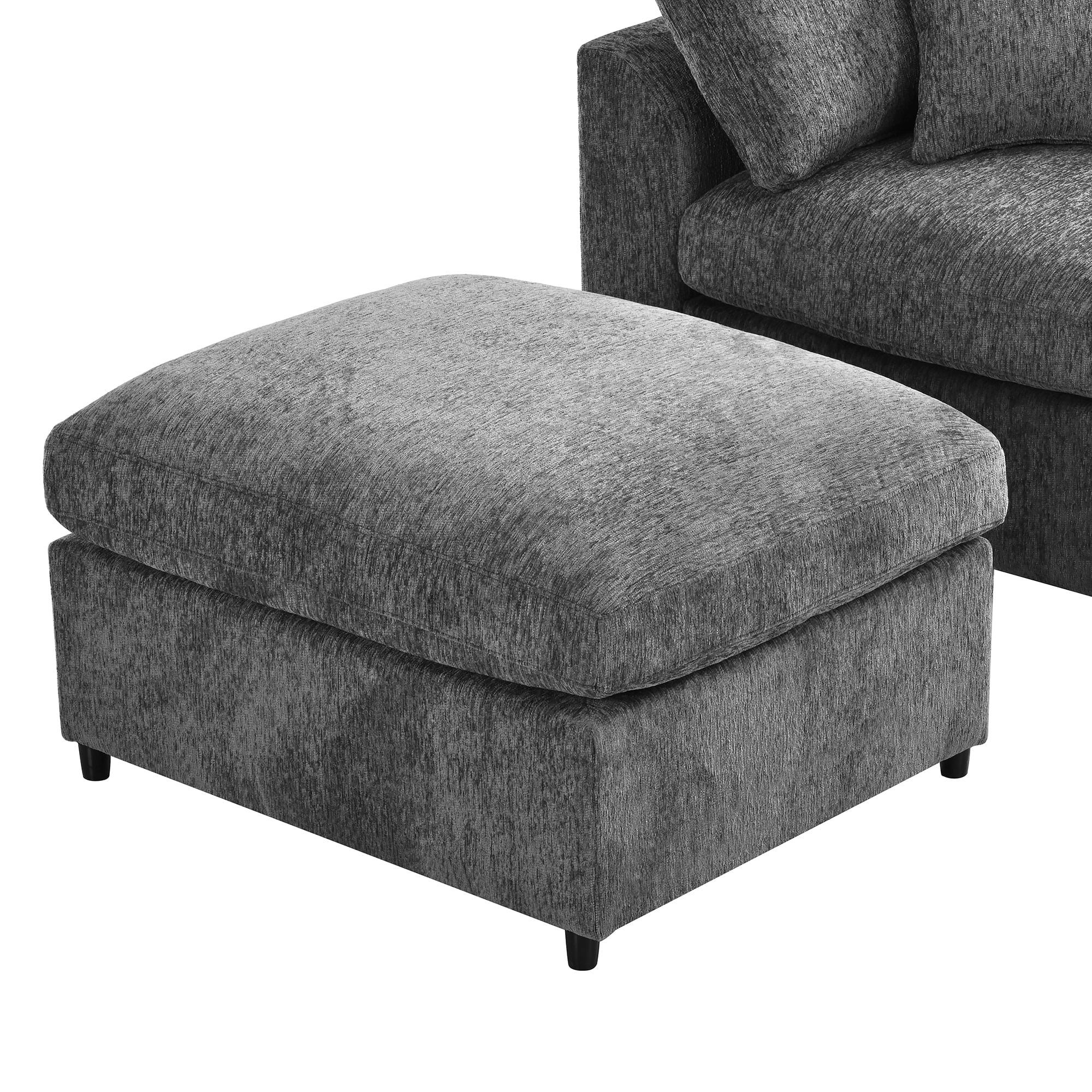 44.1" Accent Chair with Ottoman, Modern Lounge Chair Comfy Armchair with Throw Pillow