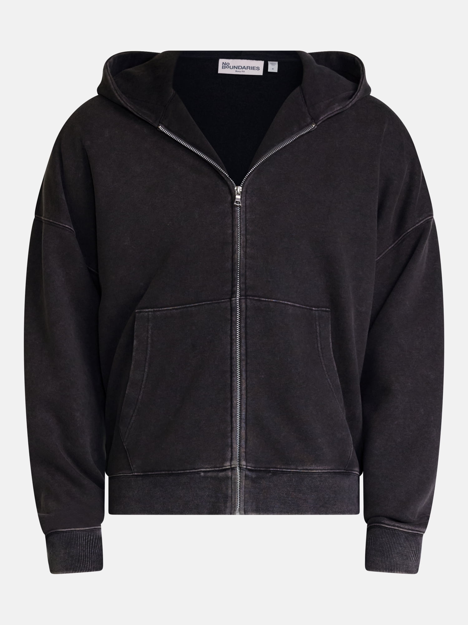 No Boundaries Boxy Fit Heavyweight Fleece Full Zip Hoodie Sweatshirt, Men's Sizes XS-3XL