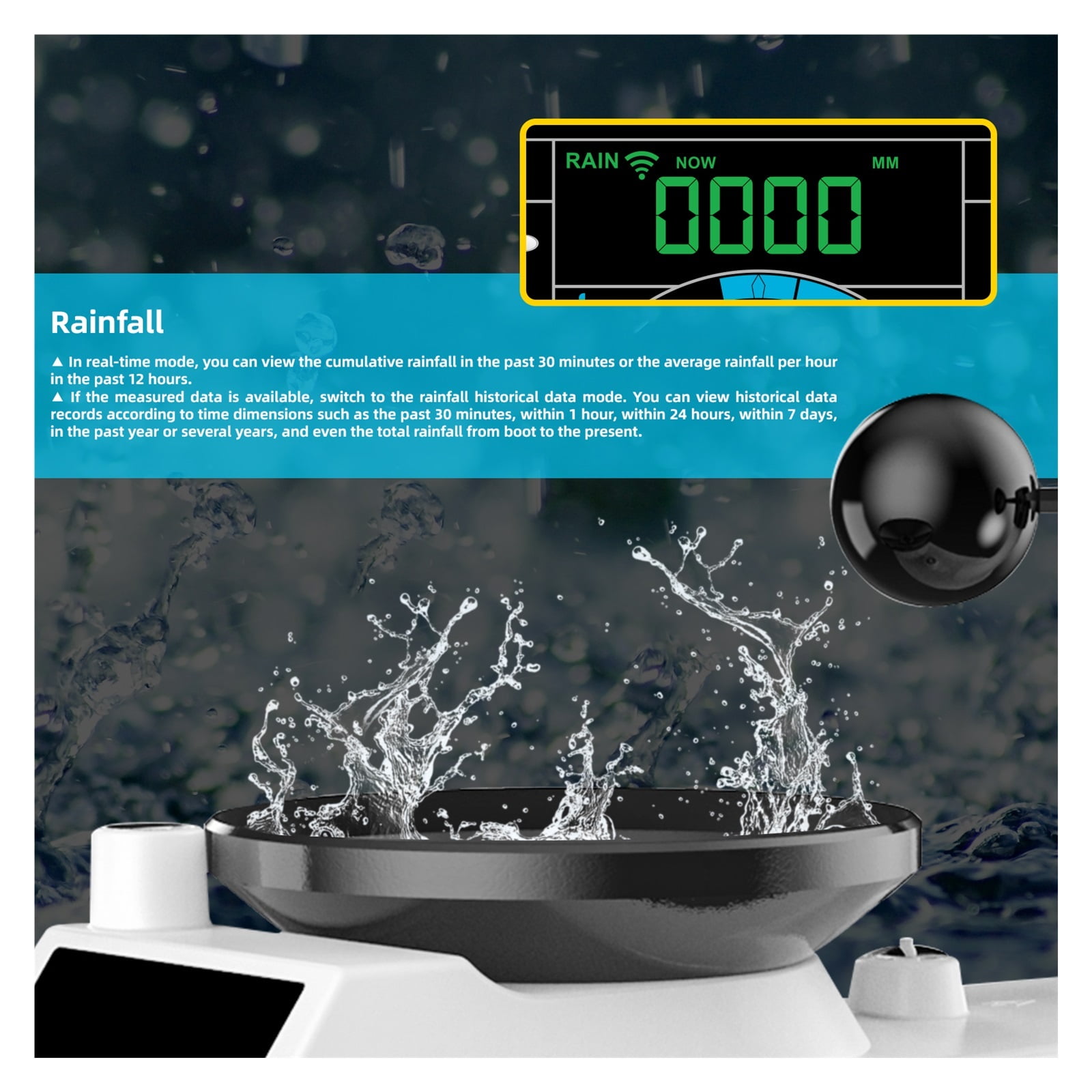 Professional Weather Station Wireless Outdoor Sensor 8 In 1 Weather Forecast Wind Rain Gauge Thermometer Hygrometer ,Easy to Install