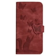 thumbnail image 4 of Decase Phone Shell for Apple iPhone 15,Butterfly Cat Embossed Pattern Folio PU Leather Card Slots Holder Wallet Cover Case With Magnetic Clasp,for  iPhone 15 - Winered, 4 of 7