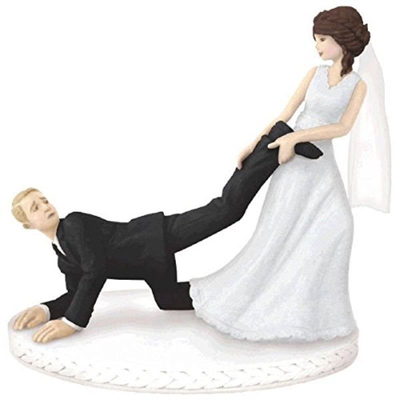 Fairy Tale Bride and Groom White Acrylic Wedding Cake Topper 