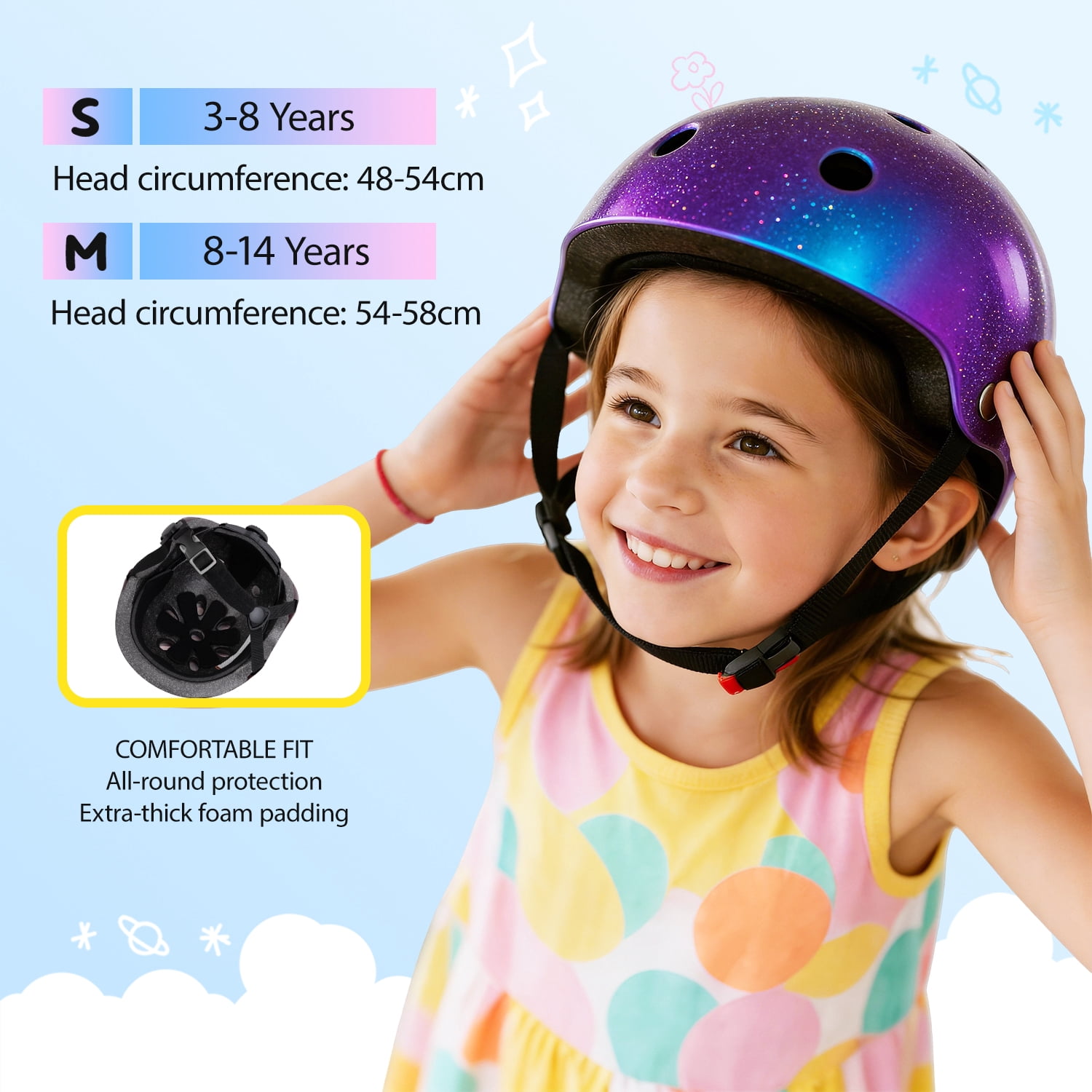 BOSONER Kids/Youth Bike Helmet, Lightweight Multi-Sport Adjustable Helmets for Bicycle Skateboard Scooter Skate Cycling