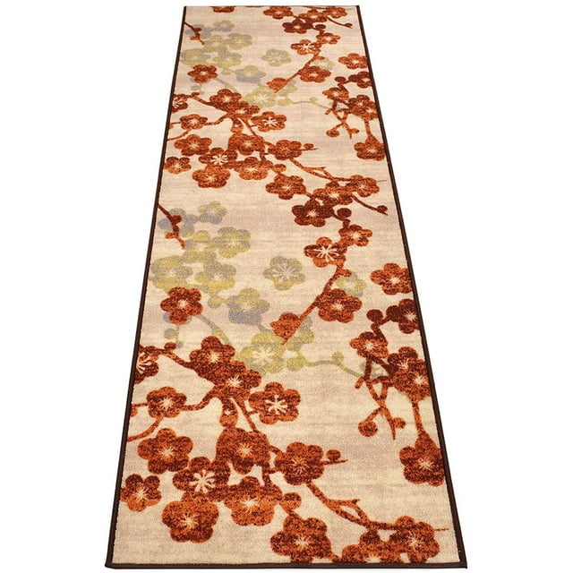 Custom Size Skid Resistant Backing Rug Runner Floral Blossom Design Cut to Size Roll Runner Rug By Feet Customize in USA Facility
