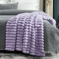 thumbnail image 5 of Faux Fur Throw Blanket for Couch, Cozy Warm Plush Striped Blanket for Sofa Bedroom Living Room, 50 * 60 Inches Lavender, 5 of 18