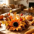 thumbnail image 6 of FeiFu Fall Candle Ring Wreath Artificial Sunflower Pumpkin Maple Leaves Centerpiece for Pillar Candle Holders Autumn Harvest Table Decor Home Party Thanksgiving Corona de Vela de Otoño, 6 of 6
