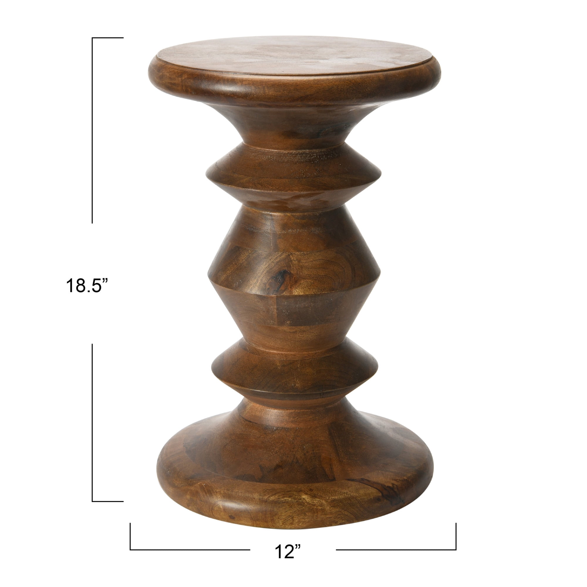 Creative Co-Op Berns Mid Century Modern Solid Wood End Table or Stool, Classic Walnut Finish