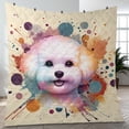 thumbnail image 4 of Bichon Frise Portrait Watercolor Vintage Retro Styles Quilt Blanket Bichons Dog Lovers Gifts Idea Cozy Comforter Throw Blanket - 00001, 4 of 5