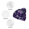 thumbnail image 3 of Yiaed Christmas Purple Snowflakes Print Winter Beanie for Men Women, Fleece Lined Beanie Soft Warm Knit Hat Ski Stocking Cuffed Ca, 3 of 6
