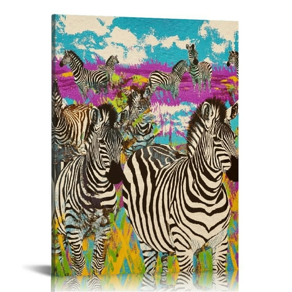 Patifu Zebras Canvas Art Print for Living Room Bedroom Office Wall Decor, High Resolution Handmade Wall Art Decor, Waterproof and Tear Resistant, Set of Prints for Aesthetic Home Decoration 12x16 in