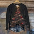 thumbnail image 6 of Women's Christmas Clothing Loose Graphic Sweatshirt Crewneck Long Sleeve Xmas Holiday Festive Tops for Women (2XL, Black), 6 of 6