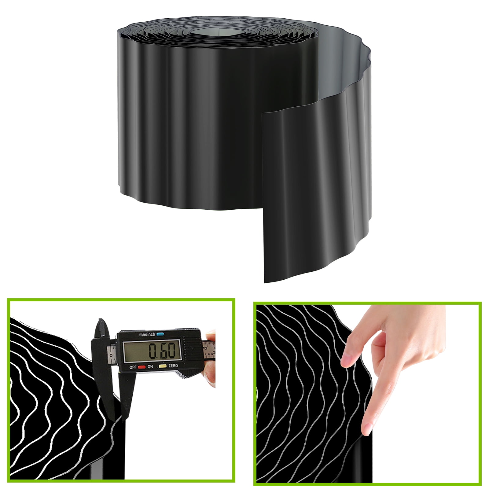 Black Flexible Garden Edging Border, 15cm x 6m - Decorative Landscape Trim for Lawns & Flower Beds