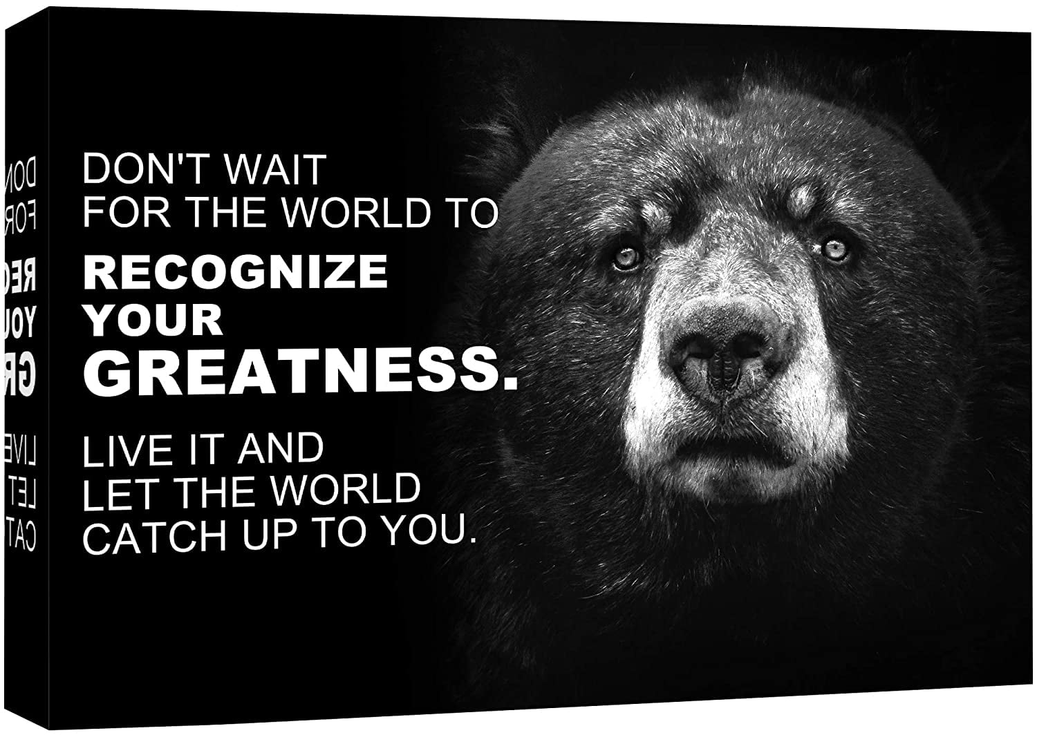 wall26 Canvas Wall Art Recognize Your Greatness with Grizzly Bear Photo  Inspirational Quotes Photography Contemporary Closeup Dramatic Black and  White for Living Room, Bedroom, Office - Walmart.com