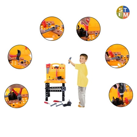 Iuhan Kids Power Tool Bench Construction Set With Tools And Electric