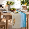 thumbnail image 3 of Burlap Table Runner 70 Inches Long, Summer Ocean Beach Starfish Non-Slip Kitchen Table Runners for Dining Room Everyday Use Party Table Decorations Gradient Blue Waves, 3 of 9