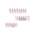thumbnail image 3 of Fofosbeauty 24pcs Press on False Nails Tips, Long Coffin Fake Nails, Purple Gradient White Petals Rhinestones, 3 of 9